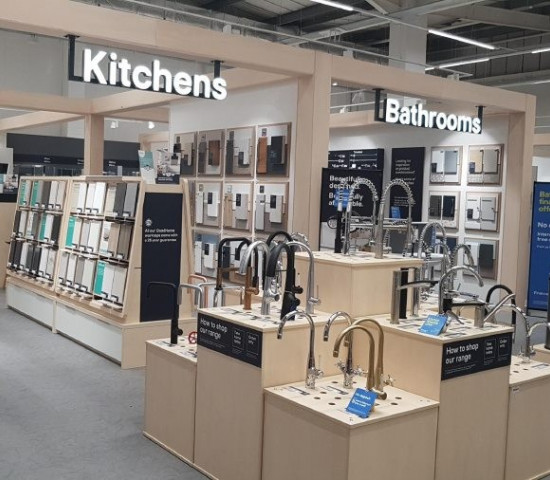 The showroom in Merton features, amongst others, B&Q’s latest kitchen ranges. The showroom in Merton features, amongst others, B&Q’s latest kitchen ranges.