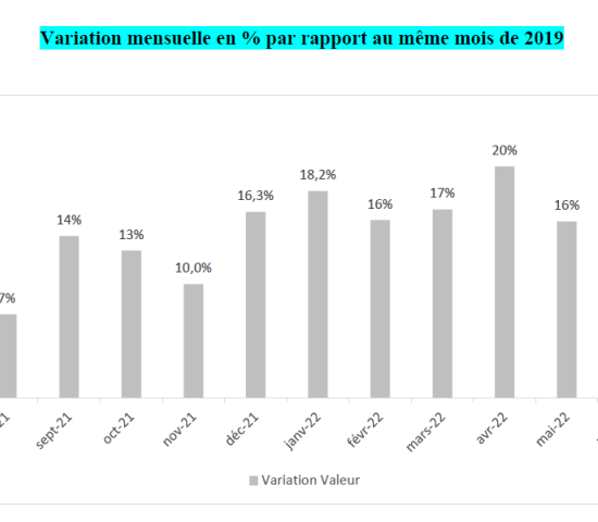 DIY stores in France: monthly change rates (sales) 2022/2019. DIY stores in France: monthly change rates (sales) 2022/2019.