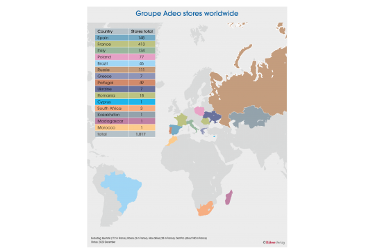 Map of worldwide locations of Groupe Adeo at the end of 2020. Map of worldwide locations of Groupe Adeo at the end of 2020.